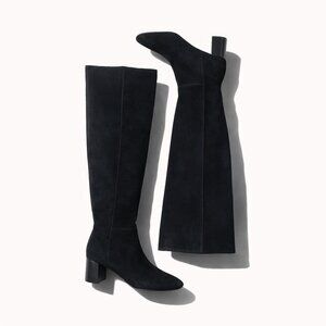 Madewell The Sylvia Over-The-Knee Boot In Suede Women 5.5M True Black Block Heel